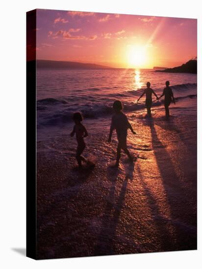 Family Walking on Beach at Dusk, HI-Mark Gibson-Premier Image Canvas