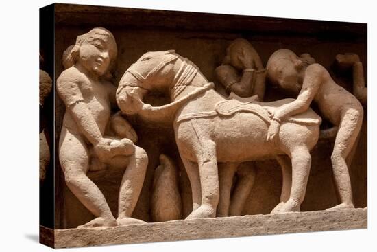 Famous Erotic Stone Carving Bas Relieves, Lakshmana Temple, Khajuraho, India. Unesco World Heritage-f9photos-Premier Image Canvas