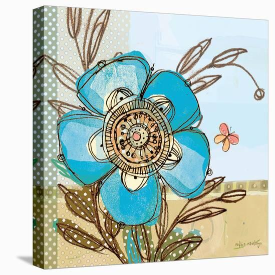 Fancy Flowers Aqua-Robbin Rawlings-Stretched Canvas