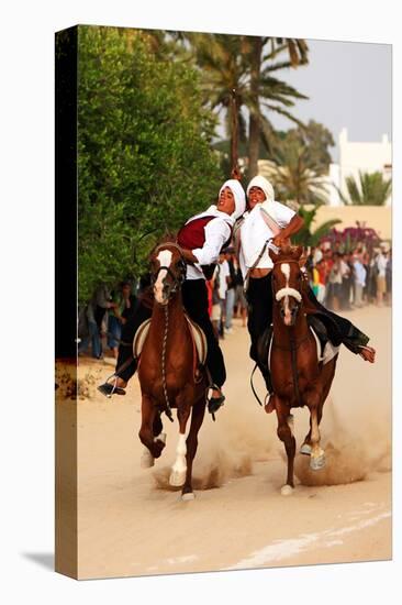 Fantasia, equestrian games in Midoun, Jerba Island, Medenine, Tunisia-null-Stretched Canvas