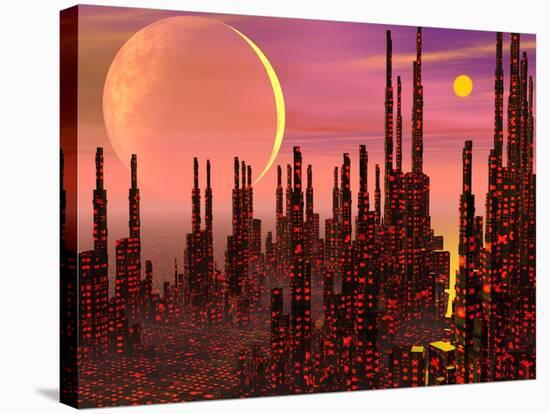 Fantasy City - 3D Render-Elenarts-Stretched Canvas