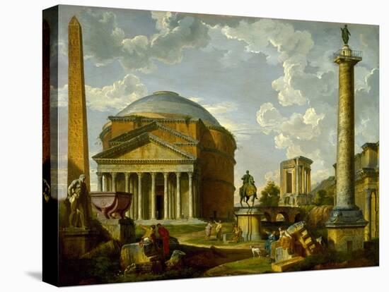 Fantasy View with the Pantheon and Other Monuments of Ancient Rome, 1737 (Oil on Canvas)-Giovanni Paolo Pannini or Panini-Premier Image Canvas