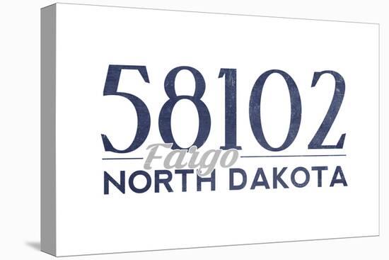 Fargo, North Dakota - 58102 Zip Code (Blue)-Lantern Press-Stretched Canvas