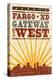Fargo, North Dakota - Skyline and Sunburst Screenprint Style-Lantern Press-Stretched Canvas
