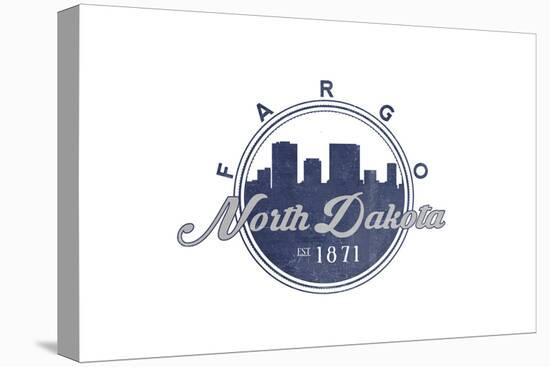 Fargo, North Dakota - Skyline Seal (Blue)-Lantern Press-Stretched Canvas