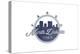 Fargo, North Dakota - Skyline Seal (Blue)-Lantern Press-Stretched Canvas