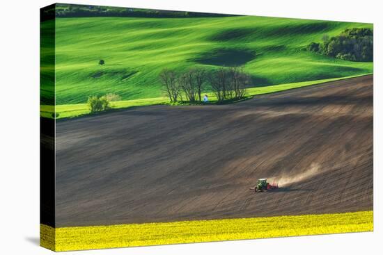 Farm Tractor Handles Earth on Field - Preparing Farmland for Sowing, Agricultural Landscape-Dmytro Balkhovitin-Premier Image Canvas