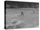 Farmer Raking His Field after Wheat Harvest-null-Premier Image Canvas