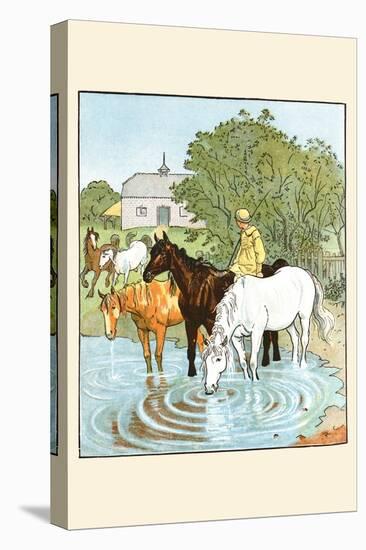 Farmer's Boy Waters His Horses-Randolph Caldecott-Stretched Canvas