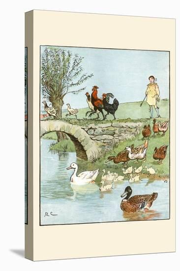 Farmer's Boys Leads the Chickens and Ducks-Randolph Caldecott-Stretched Canvas