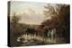 Farmhorses Watering in a Wooded River Landscape-Henry Thomas Alken-Premier Image Canvas