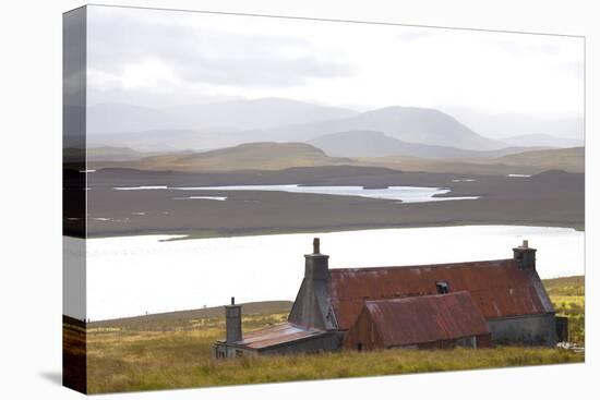 Farmhouse with Red Iron Roof Overlooking Lochs and Mountains Off the A858 South of Carloway-Lee Frost-Premier Image Canvas