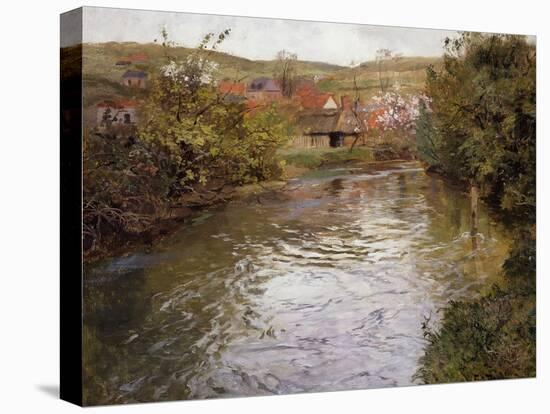 Farmhouses on the Banks of a Stream-Thaulow Frits-Premier Image Canvas