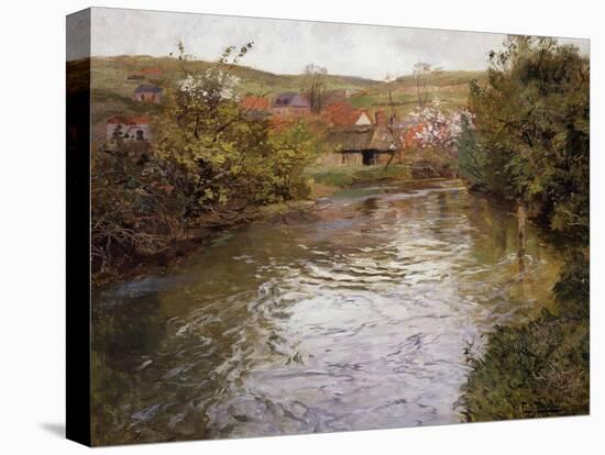 Farmhouses on the Banks of a Stream-Fritz Thaulow-Premier Image Canvas