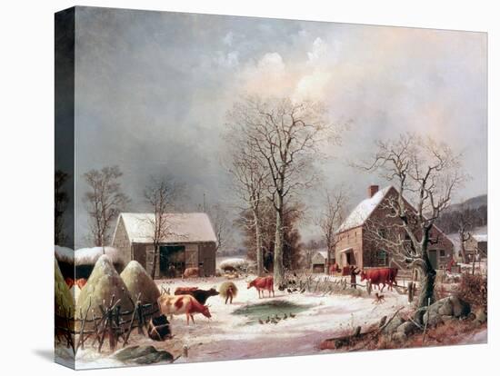 Farmyard in Winter-George Henry Durrie-Premier Image Canvas