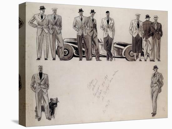 Fashion Design for 'Adam', Depicting Ten Male Models Standing by a Car-Ernst Deutsch-dryden-Premier Image Canvas