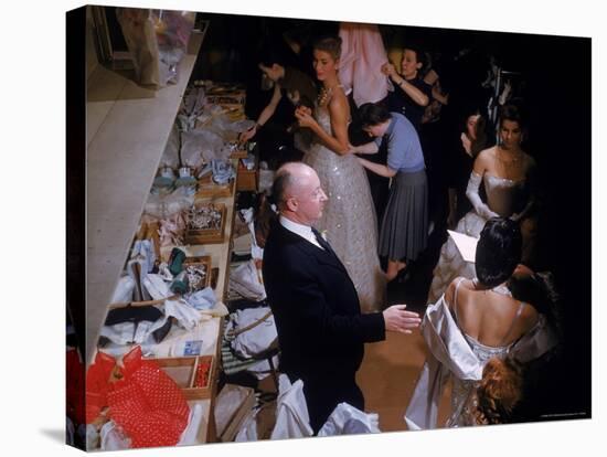 Fashion Designer Christian Dior and Staff at Rehearsal of New Collection Showing-Loomis Dean-Premier Image Canvas