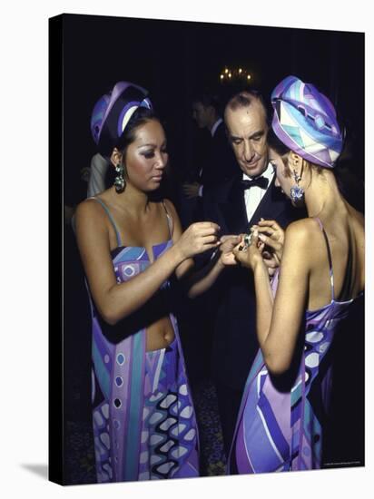 Fashion Designer Emilio Pucci with Young Women Wearing His Designs-Bill Eppridge-Premier Image Canvas