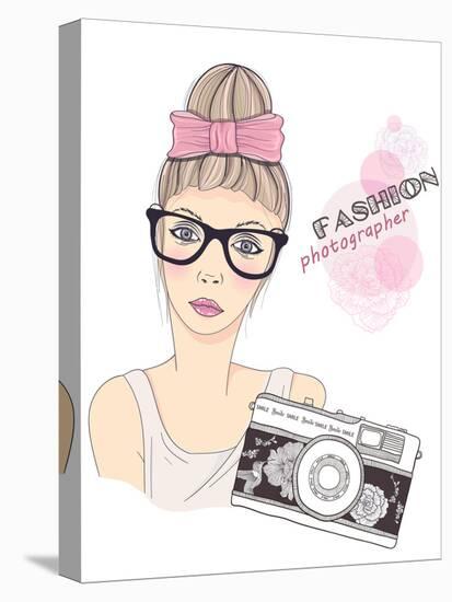 Fashion Girl Photographer-cherry blossom girl-Stretched Canvas