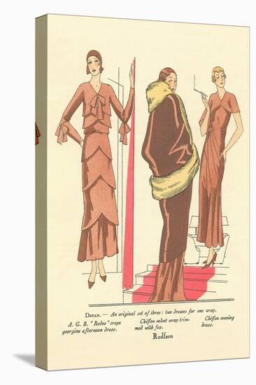 Fashion Illustration, Three Dresses-null-Stretched Canvas