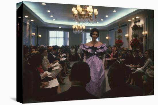 Fashion Model Shows Off a Christian Dior Design to Buyers and Press, New York, New York, 1960-Walter Sanders-Premier Image Canvas