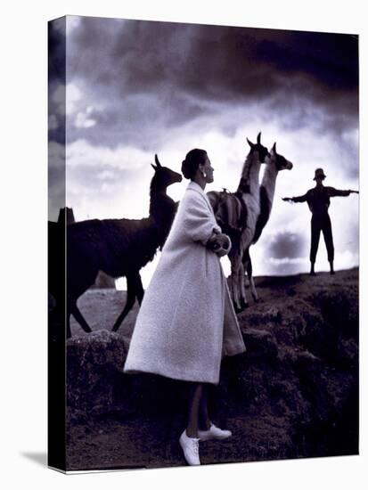 Fashion Model with Llamas, 1952-Science Source-Premier Image Canvas