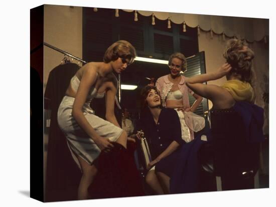 Fashion Models after a David Crystal Show Backstage, New York, New York, 1960-Walter Sanders-Premier Image Canvas