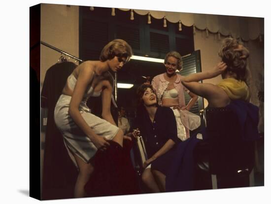 Fashion Models after a David Crystal Show Backstage, New York, New York, 1960-Walter Sanders-Premier Image Canvas