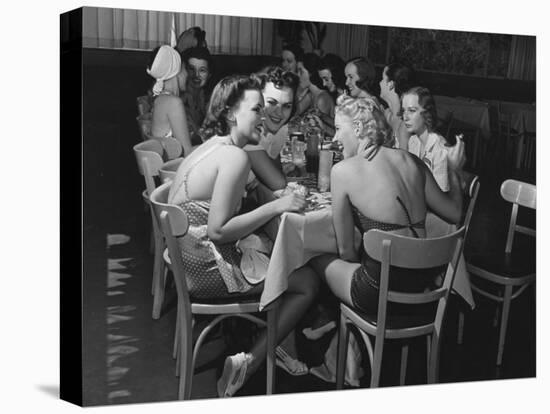 Fashion Models Taking Their Lunch Break at the Racquet Club Cafe-Peter Stackpole-Premier Image Canvas