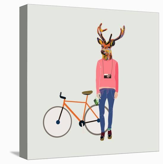 Fashionable Hipster Deer-run4it-Stretched Canvas