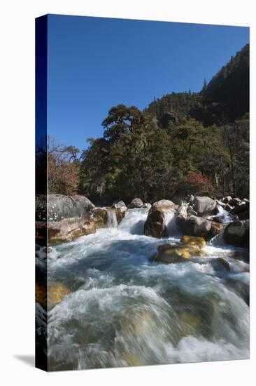 Fast flowing melt water near Thangthanka in Bhutan, Asia-Alex Treadway-Premier Image Canvas