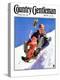 "Father and Child on Sled," Country Gentleman Cover, February 1, 1934-Henry Hintermeister-Premier Image Canvas