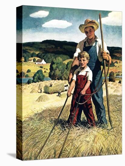 "Father and Son on Hay Wagon,"June 1, 1944-Newell Convers Wyeth-Premier Image Canvas