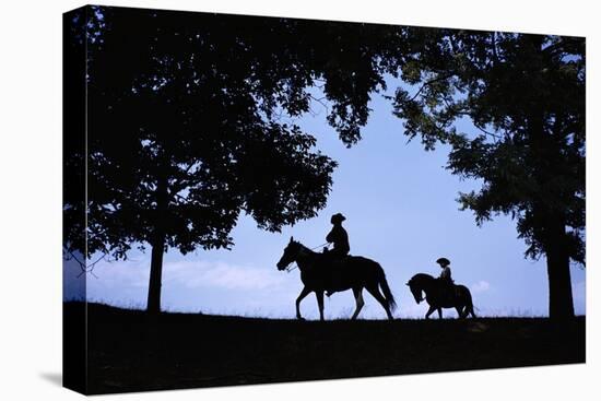 Father and Son Riding Horses-William P. Gottlieb-Premier Image Canvas