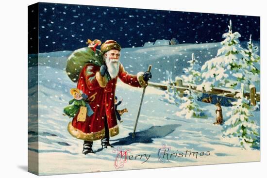 Father Christmas in the Snow, Victorian Card-null-Premier Image Canvas