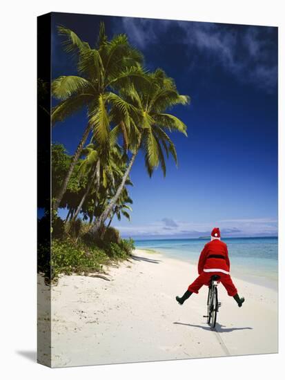 Father Christmas on Bicycle-null-Premier Image Canvas