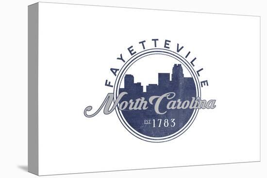Fayetteville, North Carolina - Skyline Seal (Blue)-Lantern Press-Stretched Canvas