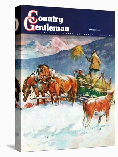 "Feeding Herd in Winter," Country Gentleman Cover, March 1, 1945-Matt Clark-Premier Image Canvas