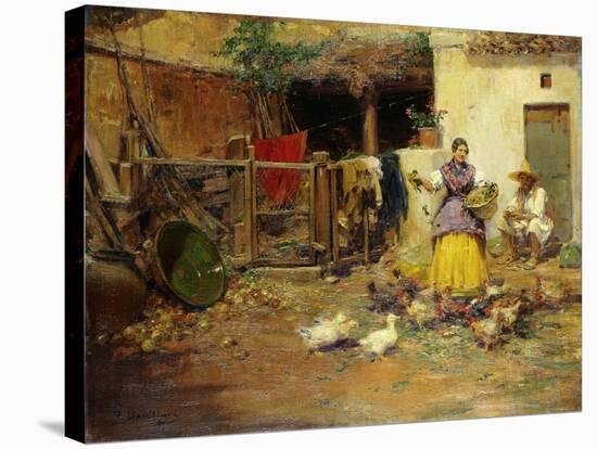 Feeding the Chickens-Benlliure y Gil Jose-Premier Image Canvas