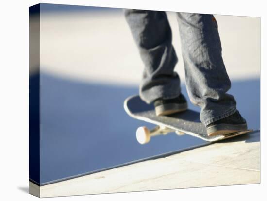 Feet on a Skateboard at the Edge of a Ramp-null-Premier Image Canvas