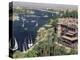 Feluccas on the River Nile and the Old Cataract Hotel, Aswan, Egypt, North Africa, Africa-Upperhall Ltd-Premier Image Canvas