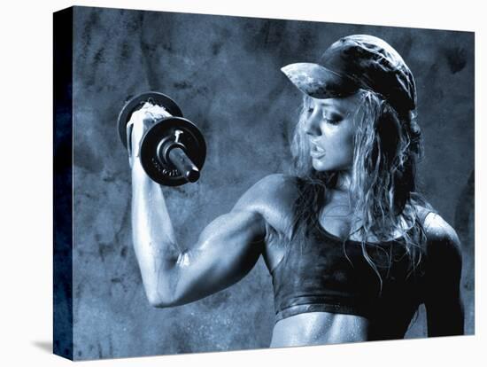 Female Bodybuilder with Dumbbell-null-Premier Image Canvas