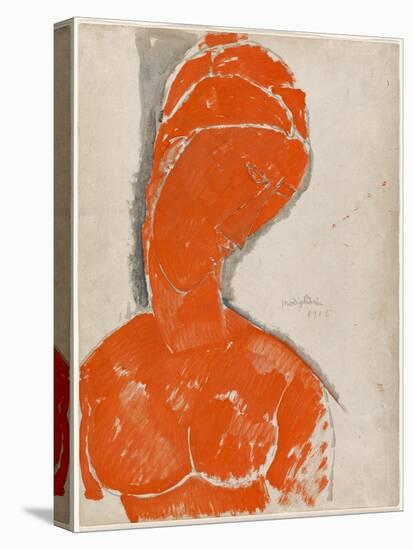 Female Bust in Red, 1915 (Red Gouache & Black Ink Wash on Paper)-Amedeo Modigliani-Premier Image Canvas