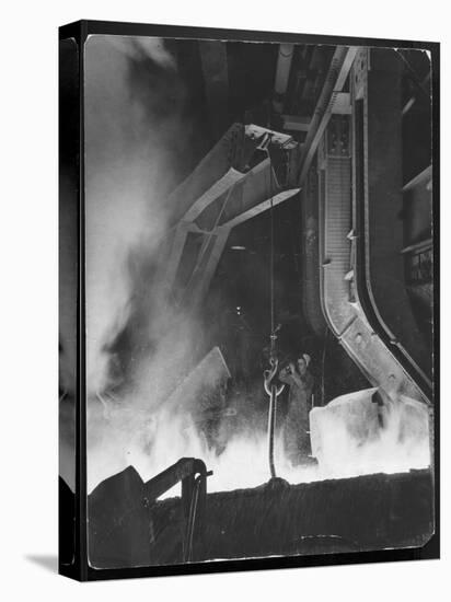 Female Metallurgist Peering Through an Optical Pyrometer to Determine the Temperature of Steel-Margaret Bourke-White-Premier Image Canvas