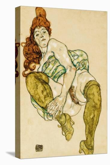 Female Nude Clasping Right Leg, 1917-Egon Schiele-Premier Image Canvas