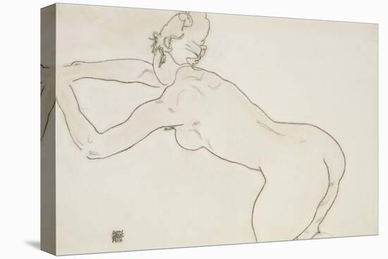 Female Nude Kneeling and Bending Forward to the Left, 1918-Egon Schiele-Premier Image Canvas