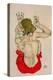 Female Nude Seated on Red Drapery-Egon Schiele-Premier Image Canvas