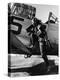 Female Pilot of the Us Women's Air Force Service Posed with Her Leg Up on the Wing of an Airplane-Peter Stackpole-Premier Image Canvas