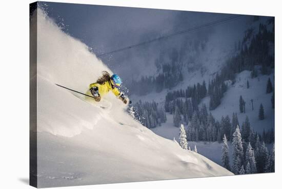 Female Skier In Utah-Liam Doran-Stretched Canvas