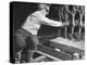 Female Steel Worker Operating Four Torch Machine to Cut Large Slab of Steel at Mill-Margaret Bourke-White-Premier Image Canvas